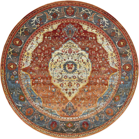 Rust Red 8' x 8' Baracoa Round Area Rug 100% Polypropylene Distressed Vintage Living Dining Room Office Traditional Carpet for Sale at Rug Engine