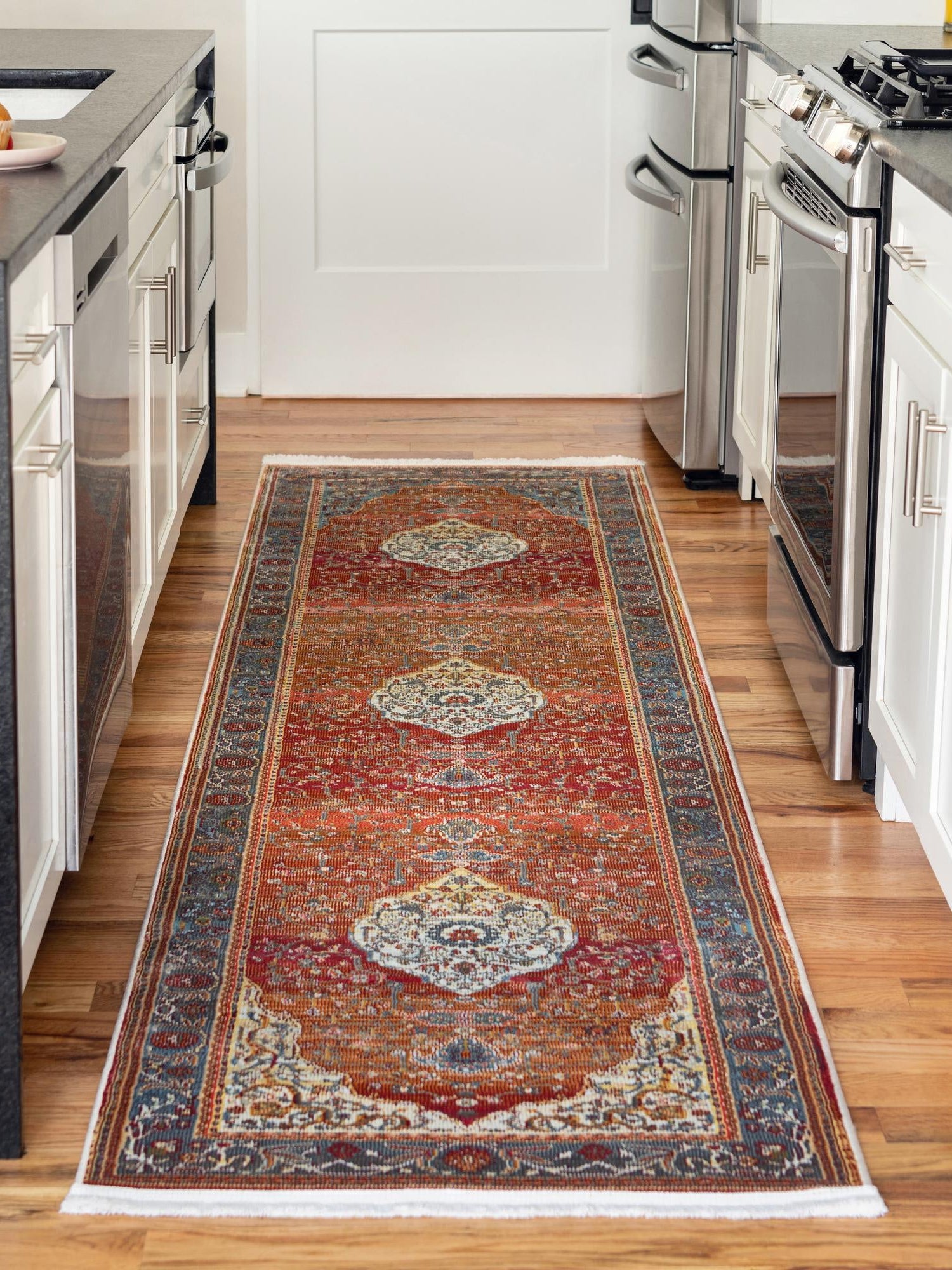 Rust Red 2' 7 x 14' 1 Baracoa Runner Area Rug 100% Polypropylene Distressed Vintage Living Dining Room Office Traditional Carpet for Sale at Rug Engine