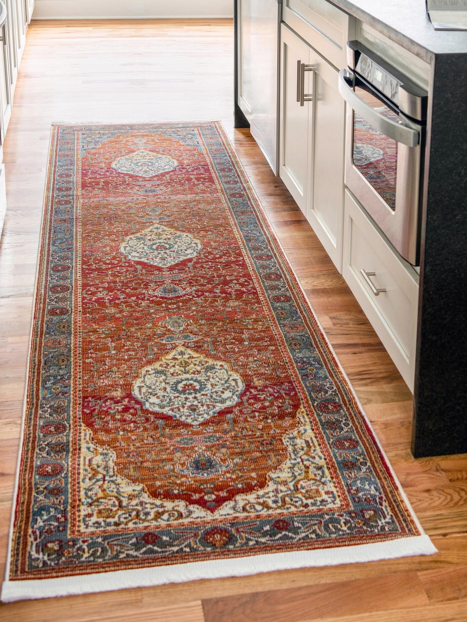 Rust Red 2' 2 x 5' 3 Baracoa Runner Area Rug 100% Polypropylene Distressed Vintage Living Dining Room Office Traditional Carpet for Sale at Rug Engine