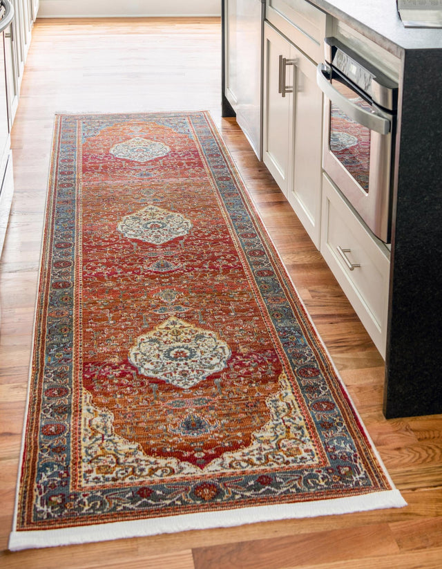 Rust Red 2' 2 x 5' 3 Baracoa Runner Area Rug 100% Polypropylene Distressed Vintage Living Dining Room Office Traditional Carpet for Sale at Rug Engine