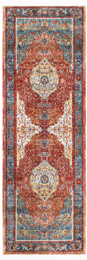 Rust Red 2' 2 x 6' 1 Baracoa Runner Area Rug 100% Polypropylene Distressed Vintage Living Dining Room Office Traditional Carpet for Sale at Rug Engine