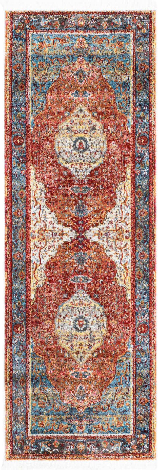 Rust Red 2' 2 x 6' 1 Baracoa Runner Area Rug 100% Polypropylene Distressed Vintage Living Dining Room Office Traditional Carpet for Sale at Rug Engine