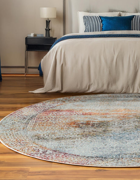 Multicolor 5' 5 x 5' 5 Baracoa Round Area Rug 100% Polypropylene Distressed Vintage Living Dining Room Office Traditional Carpet for Sale at Rug Engine