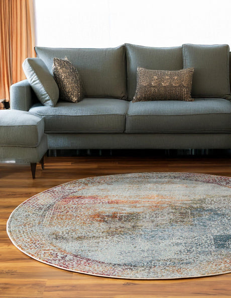 Multicolor 5' 5 x 5' 5 Baracoa Round Area Rug 100% Polypropylene Distressed Vintage Living Dining Room Office Traditional Carpet for Sale at Rug Engine
