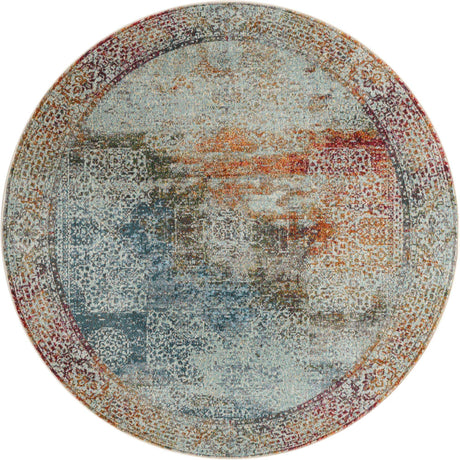 Multicolor 5' 5 x 5' 5 Baracoa Round Area Rug 100% Polypropylene Distressed Vintage Living Dining Room Office Traditional Carpet for Sale at Rug Engine
