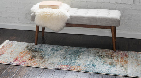Multicolor 2' 7 x 10' Baracoa Runner Area Rug 100% Polypropylene Distressed Vintage Living Dining Room Office Traditional Carpet for Sale at Rug Engine