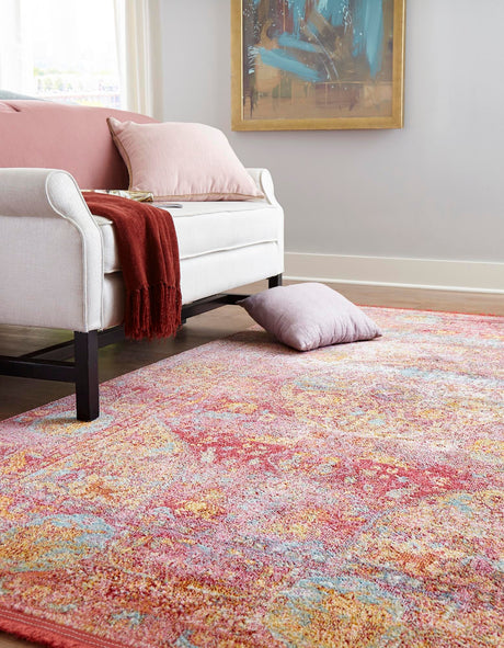 Red 8' x 10' Baracoa Rectangle Area Rug 100% Polypropylene Distressed Vintage Living Dining Room Office Traditional Carpet for Sale at Rug Engine