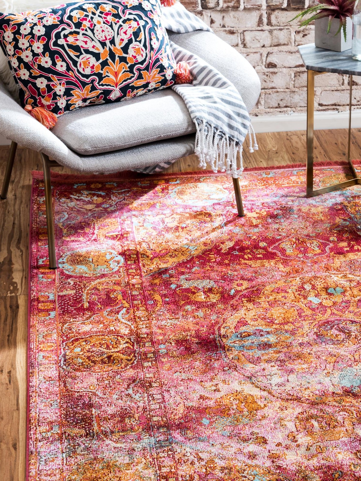 Red 5' 5 x 8' Baracoa Rectangle Area Rug 100% Polypropylene Distressed Vintage Living Dining Room Office Traditional Carpet for Sale at Rug Engine