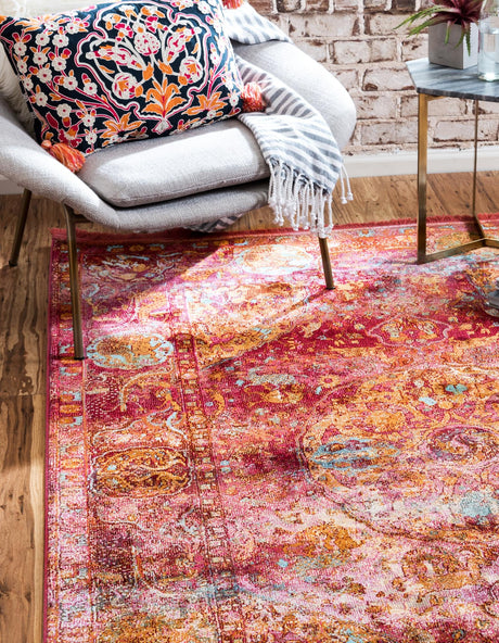 Red 8' x 10' Baracoa Rectangle Area Rug 100% Polypropylene Distressed Vintage Living Dining Room Office Traditional Carpet for Sale at Rug Engine