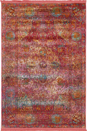 Red 4' 3 x 6' 1 Baracoa Rectangle Area Rug 100% Polypropylene Distressed Vintage Living Dining Room Office Traditional Carpet for Sale at Rug Engine