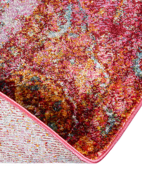 Red 5' 5 x 5' 5 Baracoa Round Area Rug 100% Polypropylene Distressed Vintage Living Dining Room Office Traditional Carpet for Sale at Rug Engine