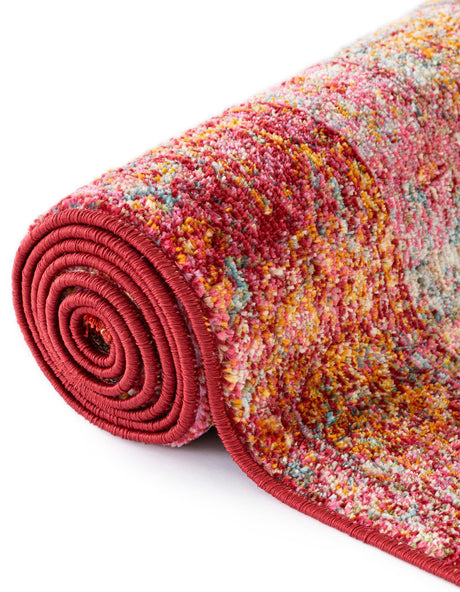 Red 8' x 8' 4 Baracoa Round Area Rug 100% Polypropylene Distressed Vintage Living Dining Room Office Traditional Carpet for Sale at Rug Engine