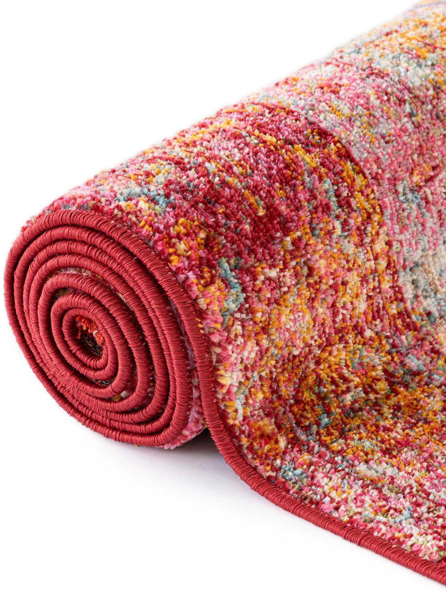 Red 5' 5 x 5' 5 Baracoa Round Area Rug 100% Polypropylene Distressed Vintage Living Dining Room Office Traditional Carpet for Sale at Rug Engine