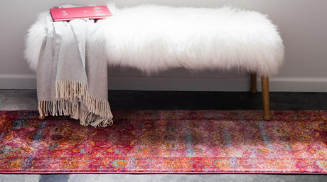 Red 2' 2 x 6' 1 Baracoa Runner Area Rug 100% Polypropylene Distressed Vintage Living Dining Room Office Traditional Carpet for Sale at Rug Engine