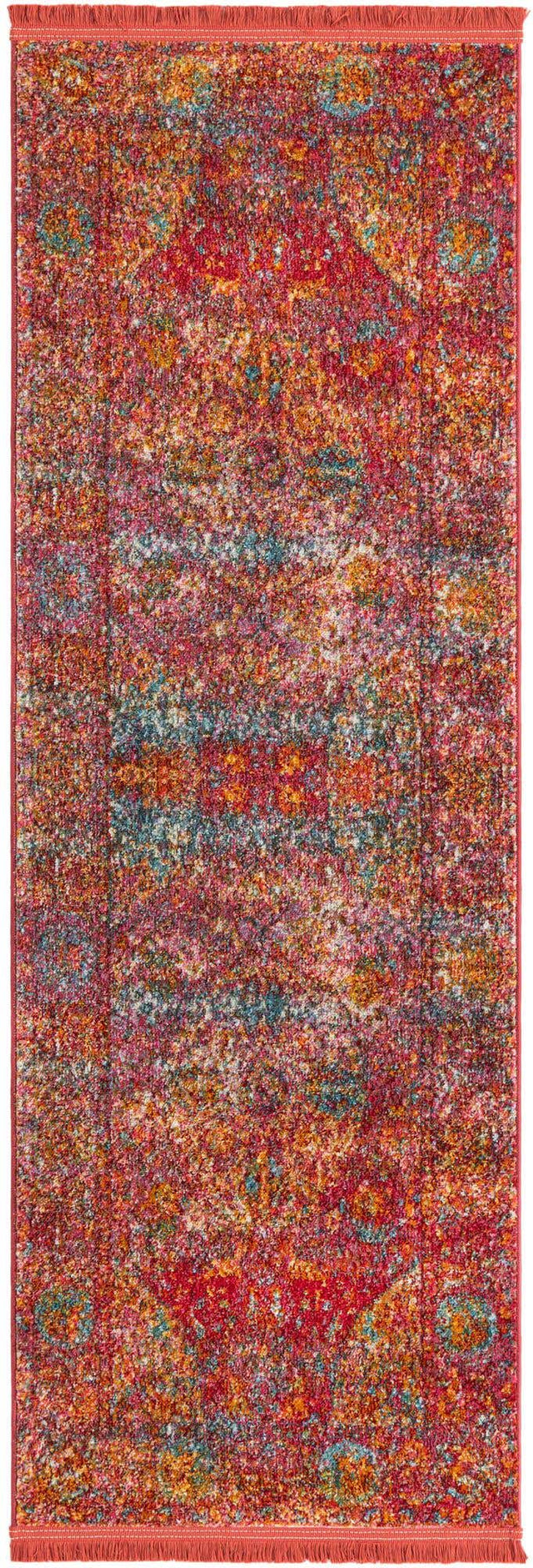 Red 2' 2 x 6' 1 Baracoa Runner Area Rug 100% Polypropylene Distressed Vintage Living Dining Room Office Traditional Carpet for Sale at Rug Engine