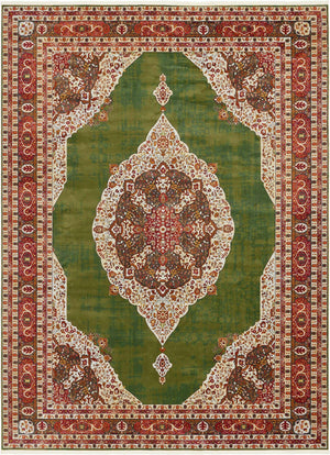 Green 10' x 13' 1 Baracoa Rectangle Area Rug 100% Polypropylene Distressed Vintage Living Dining Room Office Traditional Carpet for Sale at Rug Engine