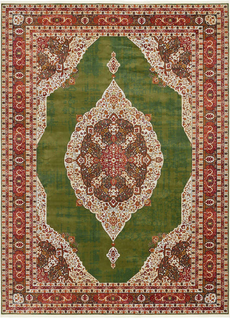 Green 10' x 13' 1 Baracoa Rectangle Area Rug 100% Polypropylene Distressed Vintage Living Dining Room Office Traditional Carpet for Sale at Rug Engine