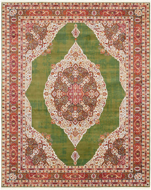 Green 8' x 10' Baracoa Rectangle Area Rug 100% Polypropylene Distressed Vintage Living Dining Room Office Traditional Carpet for Sale at Rug Engine