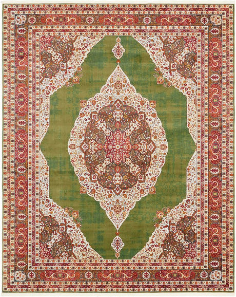 Green 8' x 10' Baracoa Rectangle Area Rug 100% Polypropylene Distressed Vintage Living Dining Room Office Traditional Carpet for Sale at Rug Engine