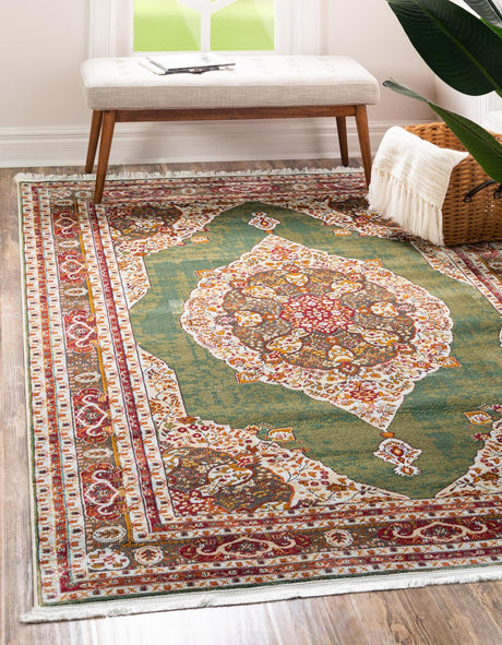 Green 3' x 5' Baracoa Rectangle Area Rug 100% Polypropylene Distressed Vintage Living Dining Room Office Traditional Carpet for Sale at Rug Engine