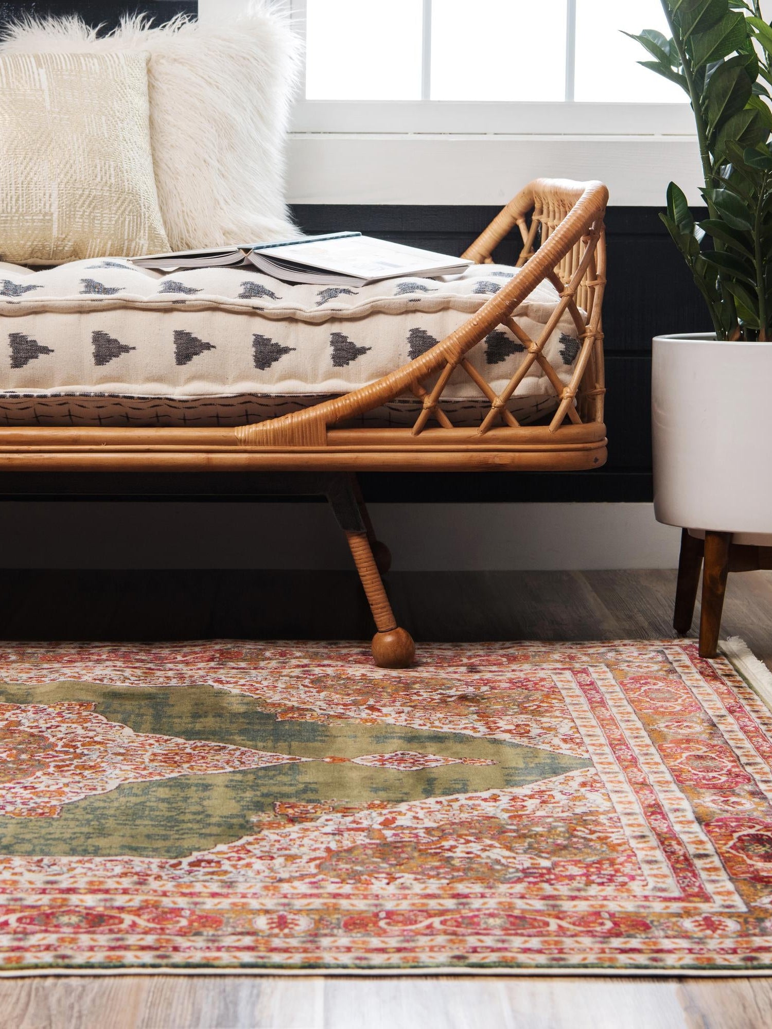 Green 2' 2 x 3' 1 Baracoa Rectangle Area Rug 100% Polypropylene Distressed Vintage Living Dining Room Office Traditional Carpet for Sale at Rug Engine