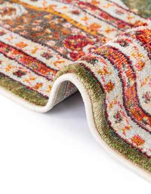 Green 4' 3 x 6' 1 Baracoa Rectangle Area Rug 100% Polypropylene Distressed Vintage Living Dining Room Office Traditional Carpet for Sale at Rug Engine