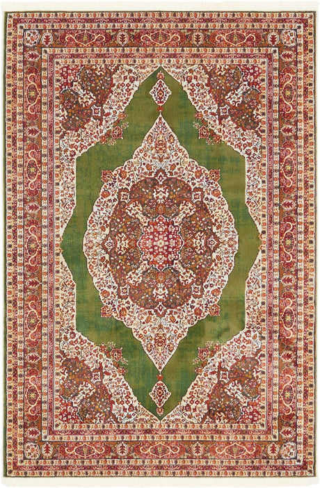 Green 4' 3 x 6' 1 Baracoa Rectangle Area Rug 100% Polypropylene Distressed Vintage Living Dining Room Office Traditional Carpet for Sale at Rug Engine