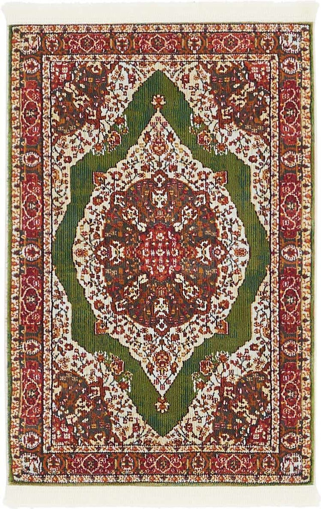 Green 2' 2 x 3' 1 Baracoa Rectangle Area Rug 100% Polypropylene Distressed Vintage Living Dining Room Office Traditional Carpet for Sale at Rug Engine