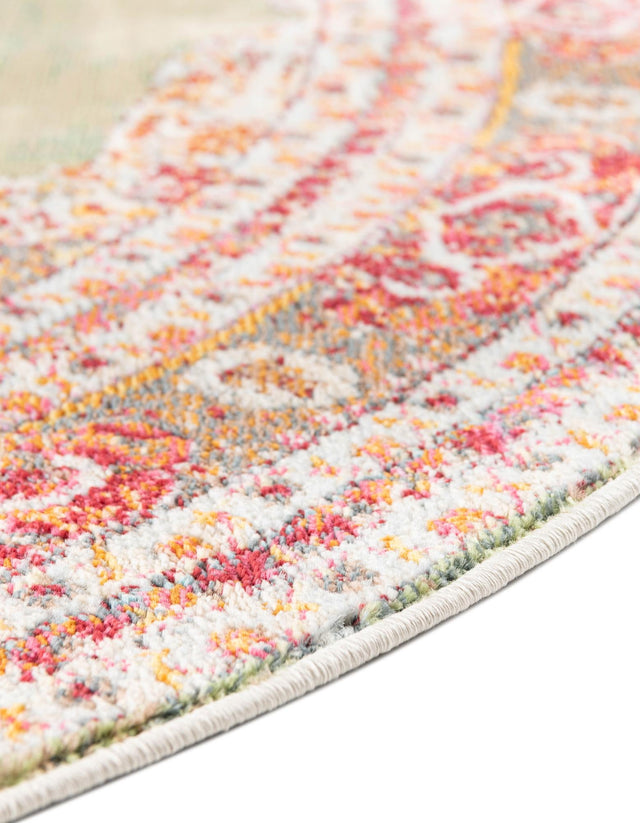 Green 5' 5 x 5' 5 Baracoa Round Area Rug 100% Polypropylene Distressed Vintage Living Dining Room Office Traditional Carpet for Sale at Rug Engine