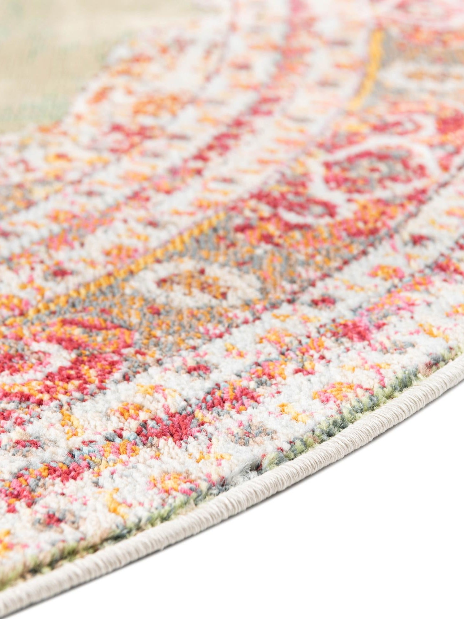 Green 8' x 8' Baracoa Round Area Rug 100% Polypropylene Distressed Vintage Living Dining Room Office Traditional Carpet for Sale at Rug Engine