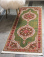 Green 2' x 8' Baracoa Runner Area Rug 100% Polypropylene Distressed Vintage Living Dining Room Office Traditional Carpet for Sale at Rug Engine