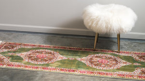 Green 2' 2 x 6' 1 Baracoa Runner Area Rug 100% Polypropylene Distressed Vintage Living Dining Room Office Traditional Carpet for Sale at Rug Engine