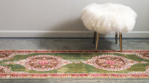 Green 2' 2 x 6' 1 Baracoa Runner Area Rug 100% Polypropylene Distressed Vintage Living Dining Room Office Traditional Carpet for Sale at Rug Engine