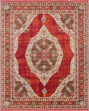 Red 8' x 10' Baracoa Rectangle Area Rug 100% Polypropylene Distressed Vintage Living Dining Room Office Traditional Carpet for Sale at Rug Engine