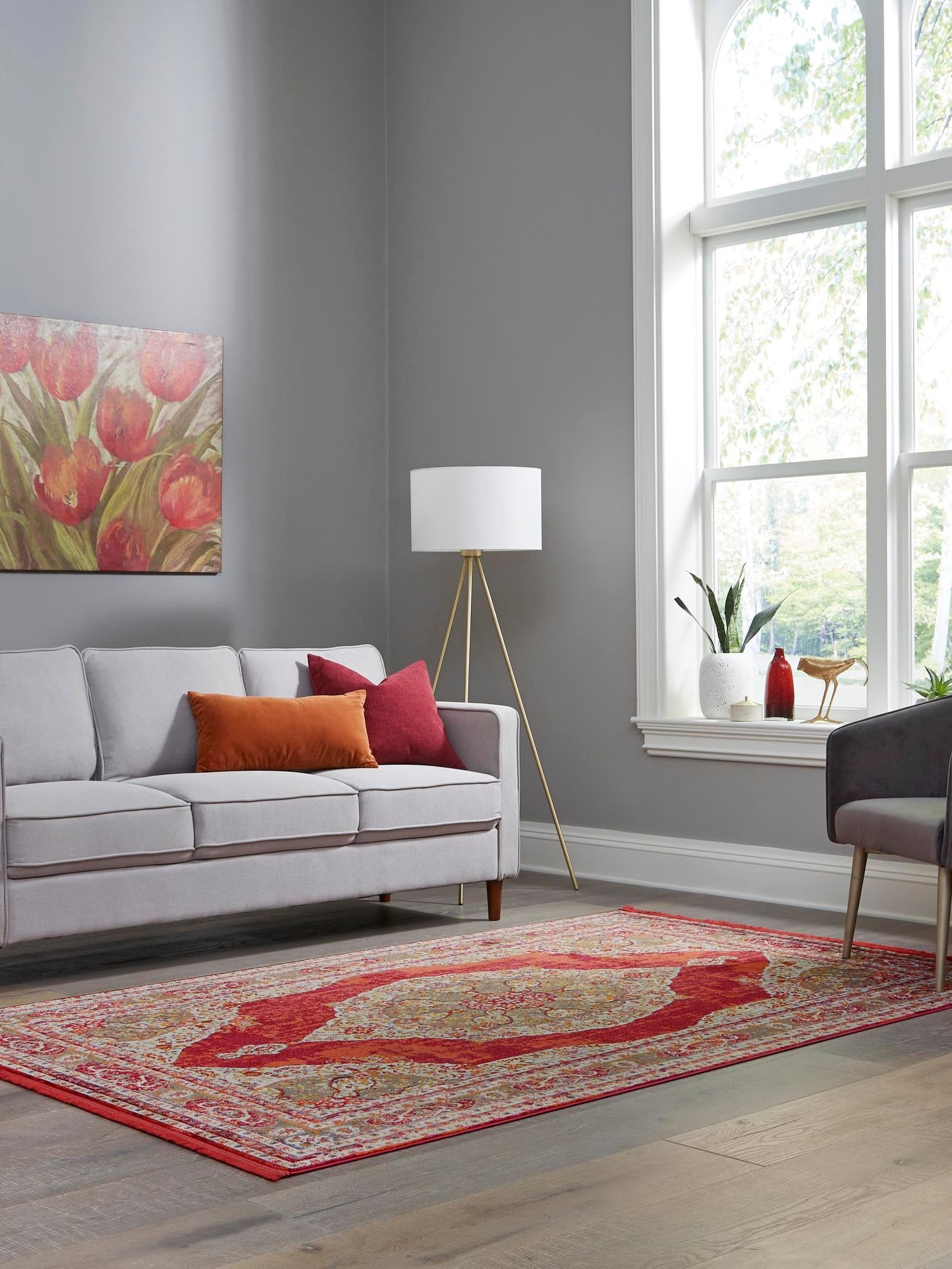 Red 4' 3 x 6' 1 Baracoa Rectangle Area Rug 100% Polypropylene Distressed Vintage Living Dining Room Office Traditional Carpet for Sale at Rug Engine