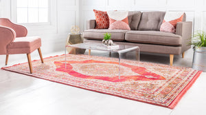 Red 5' 5 x 8' Baracoa Rectangle Area Rug 100% Polypropylene Distressed Vintage Living Dining Room Office Traditional Carpet for Sale at Rug Engine