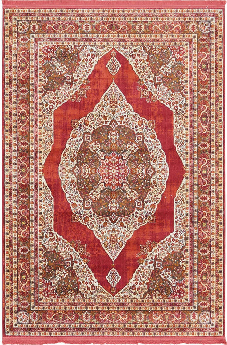 Red 4' 3 x 6' 1 Baracoa Rectangle Area Rug 100% Polypropylene Distressed Vintage Living Dining Room Office Traditional Carpet for Sale at Rug Engine