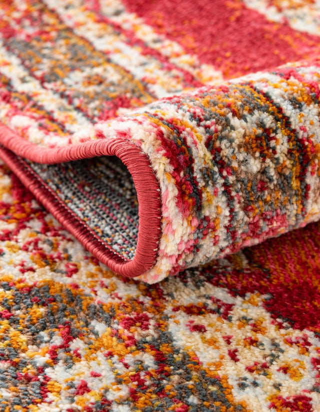 Red 5' 5 x 5' 5 Baracoa Round Area Rug 100% Polypropylene Distressed Vintage Living Dining Room Office Traditional Carpet for Sale at Rug Engine