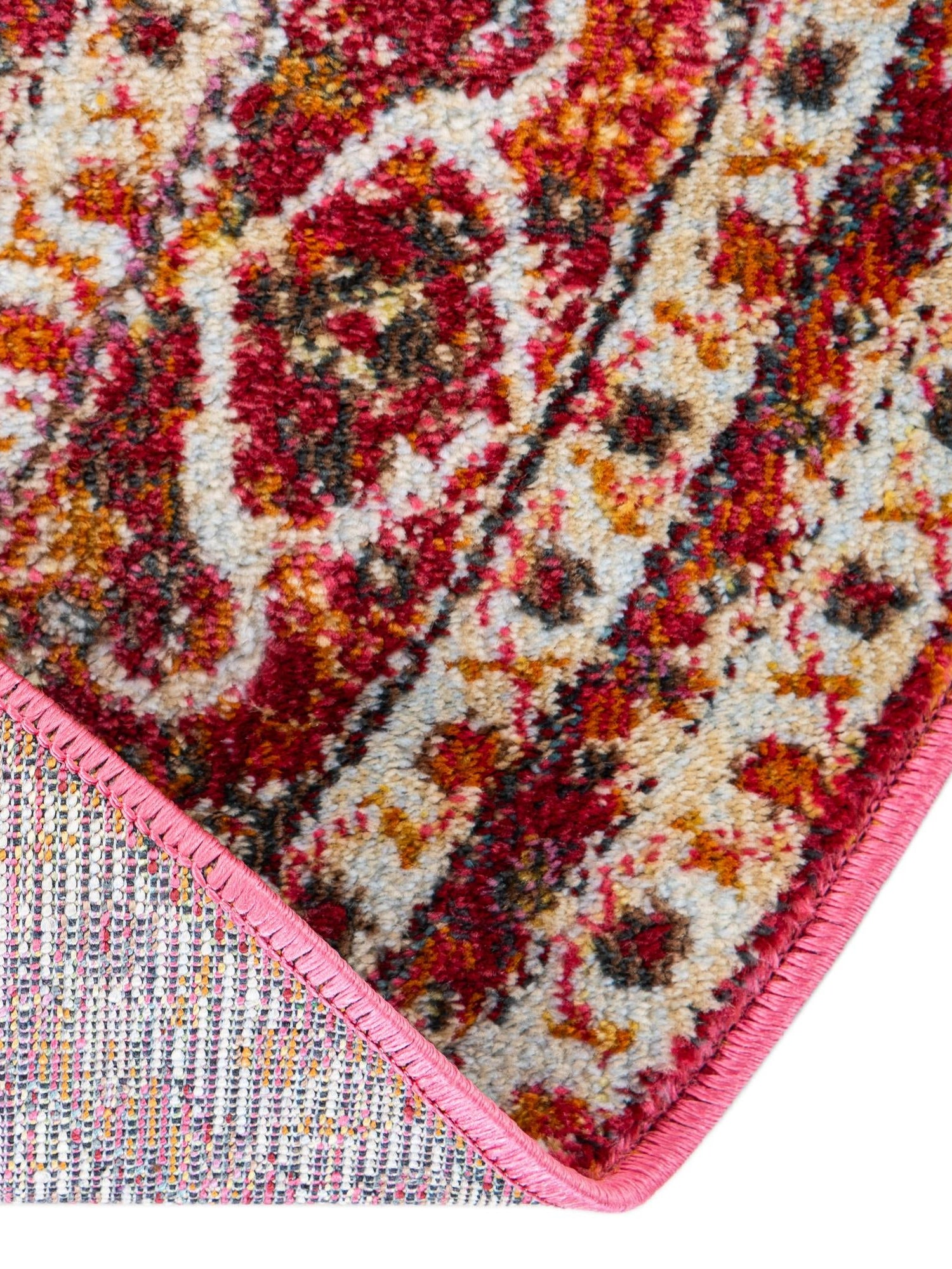 Red 8' x 8' Baracoa Round Area Rug 100% Polypropylene Distressed Vintage Living Dining Room Office Traditional Carpet for Sale at Rug Engine