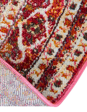 Red 8' x 8' Baracoa Round Area Rug 100% Polypropylene Distressed Vintage Living Dining Room Office Traditional Carpet for Sale at Rug Engine