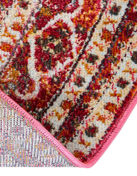 Red 8' x 8' Baracoa Round Area Rug 100% Polypropylene Distressed Vintage Living Dining Room Office Traditional Carpet for Sale at Rug Engine