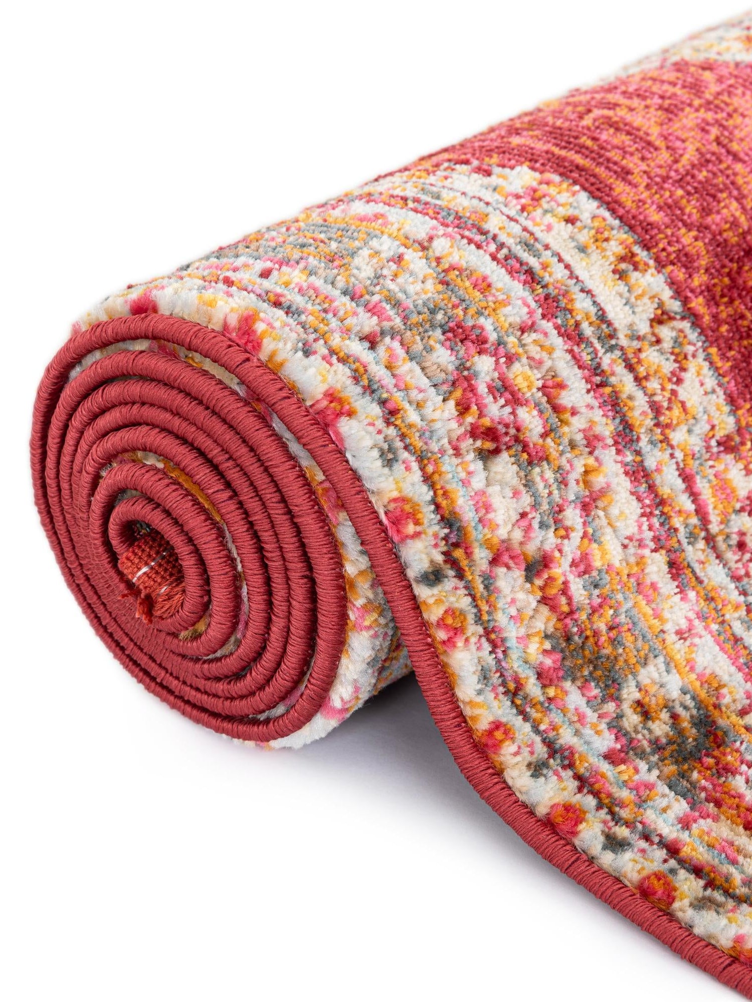 Red 8' x 8' Baracoa Round Area Rug 100% Polypropylene Distressed Vintage Living Dining Room Office Traditional Carpet for Sale at Rug Engine