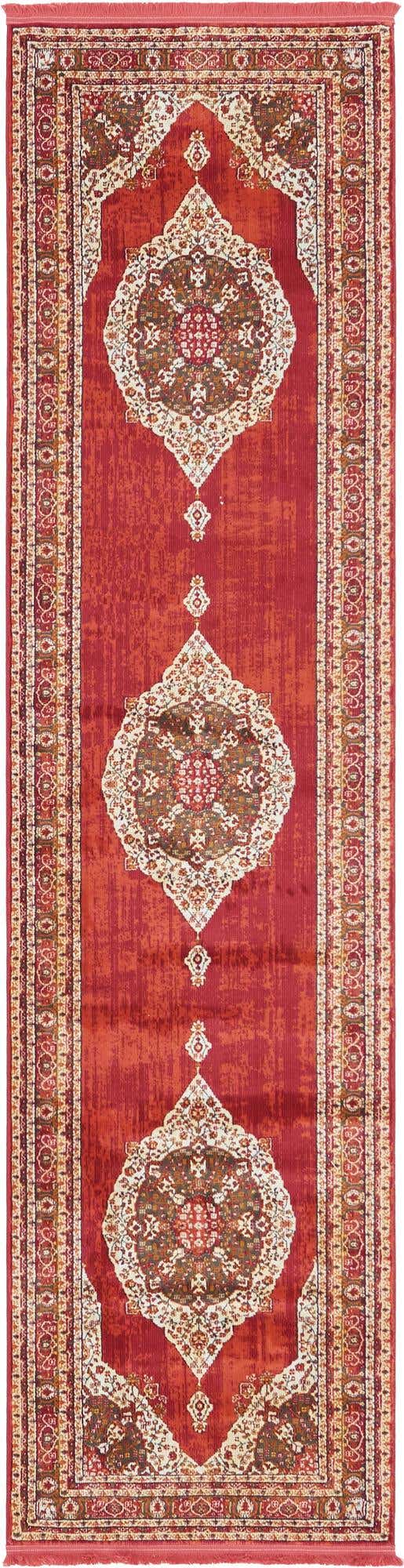 Red 2' 7 x 10' Baracoa Runner Area Rug 100% Polypropylene Distressed Vintage Living Dining Room Office Traditional Carpet for Sale at Rug Engine