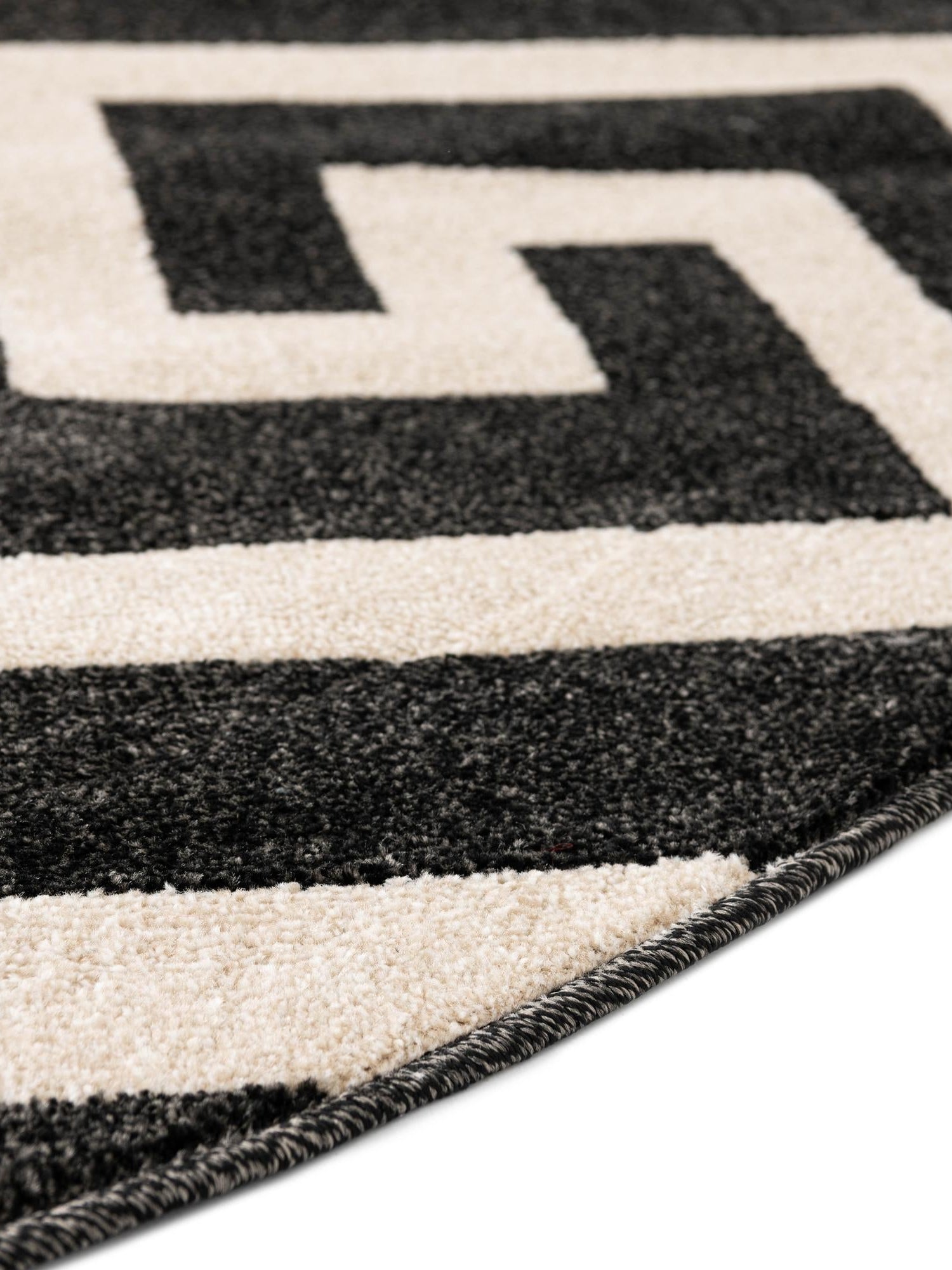 Black 7' 10 x 7' 10 Athens Round Area Rug 100% Polypropylene With Cotton Backing Easy Clean Indoor Living Dining Room Bedroom Office Carpet for Sale at Rug Engine