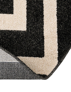 Black 6' 1 x 6' 1 Athens Round Area Rug 100% Polypropylene With Cotton Backing Easy Clean Indoor Living Dining Room Bedroom Office Carpet for Sale at Rug Engine