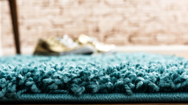 Deep Aqua Blue 2' 2 x 7' Solid Shag Runner Rug