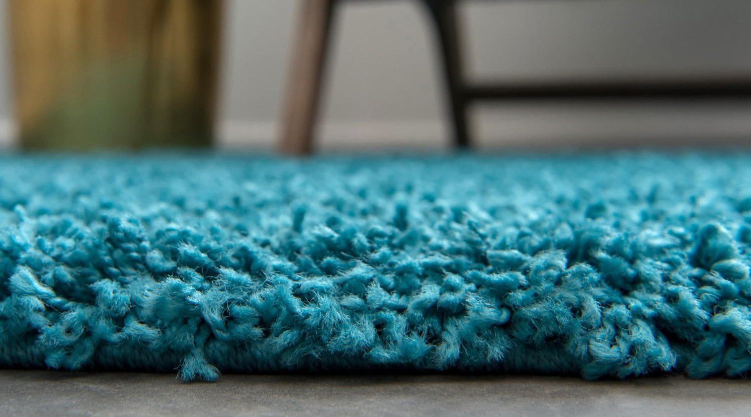 Deep Aqua Blue 2' 7 x 10' Solid Shag Runner Area Rug Thick Soft Touch Fluffy & Plush Shaggy Pile Durable Minimalist Carpet for Classic Interior Design for Sale at Rug Engine