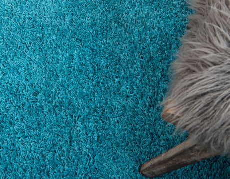 Deep Aqua Blue 2' 7 x 19' 8 Solid Shag Runner Area Rug Thick Soft Touch Fluffy & Plush Shaggy Pile Durable Minimalist Carpet for Classic Interior Design for Sale at Rug Engine