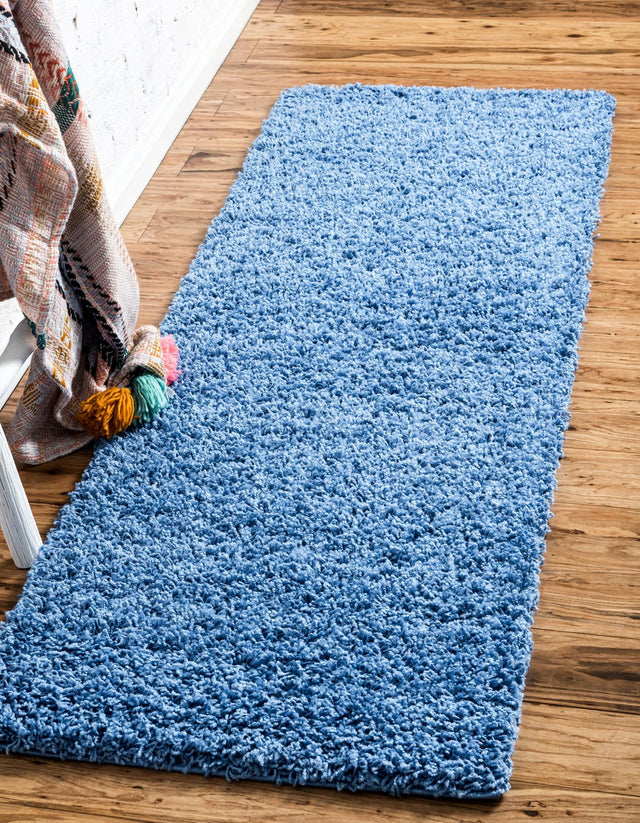 Periwinkle Blue 2' 7 x 10' Solid Shag Runner Area Rug Thick Soft Touch Fluffy & Plush Shaggy Pile