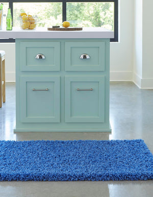 Periwinkle Blue 2' 7 x 10' Solid Shag Runner Area Rug Thick Soft Touch Fluffy & Plush Shaggy Pile